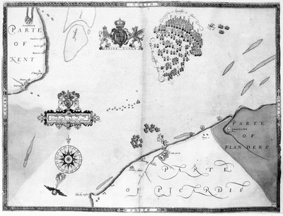 Karte Nr. 10, die Route der Armada-Flotte zeigend, graviert von Augustine Ryther, 1588 von Robert Adams